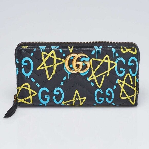 Gucci Black Quilted Leather Gucci Ghost Metalasse Zippy Wallet - Picture 1 of 9